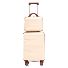 14'/20' 2-Piece Beige ABS Spinner Wheel Luggage Set