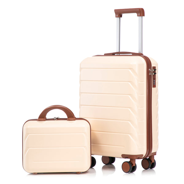 14'/20' 2-Piece Beige ABS Spinner Wheel Luggage Set