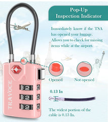 TSA Approved Combination Cable Locks Pink Two Pack Travel