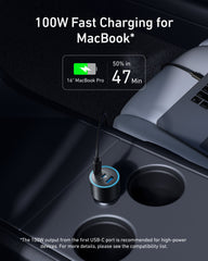 Anker Nano Car Charger 167.5W – 3-Port Fast Car Charger for Multiple Devices