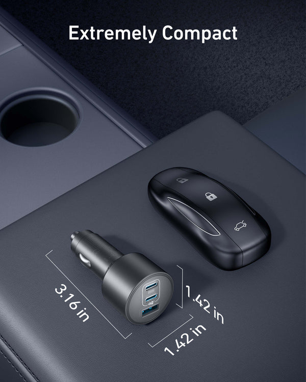 Anker Nano Car Charger 167.5W – 3-Port Fast Car Charger for Multiple Devices