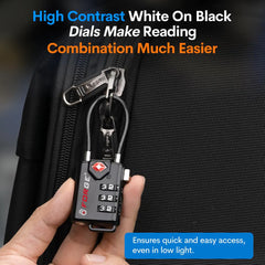 TSA Approved Cable Luggage Lock Resettable Combination Alloy Body