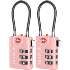 TSA Approved Combination Cable Locks Pink Two Pack Travel