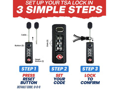 TSA-Approved 3-Digit Combination Zipper Luggage Lock