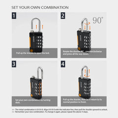 4 Digit Combination Padlock | Keyless Travel Luggage Lock