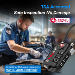 TSA Approved Cable Luggage Lock Resettable Combination Alloy Body