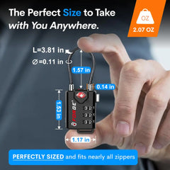 TSA Approved Cable Luggage Lock Resettable Combination Alloy Body